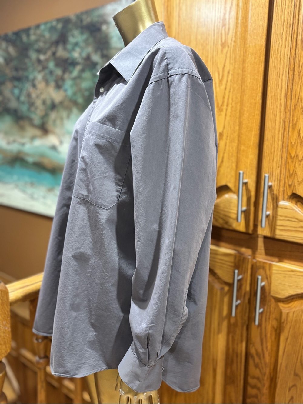 Vintage Christian Dior Monsieur Men's Gray Long-Sleeve button down Dress Shirt - Picture 4 of 11